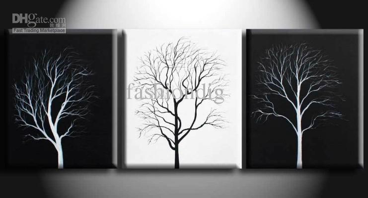 741x398 2018 Abstract Wall Tree Black White Oil Painting Canvas Simple - Simple Artwork Painting