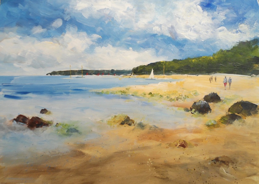 850x604 Impressionistic Acrylic Seascape Arttutor Store - Simple Beach Painting