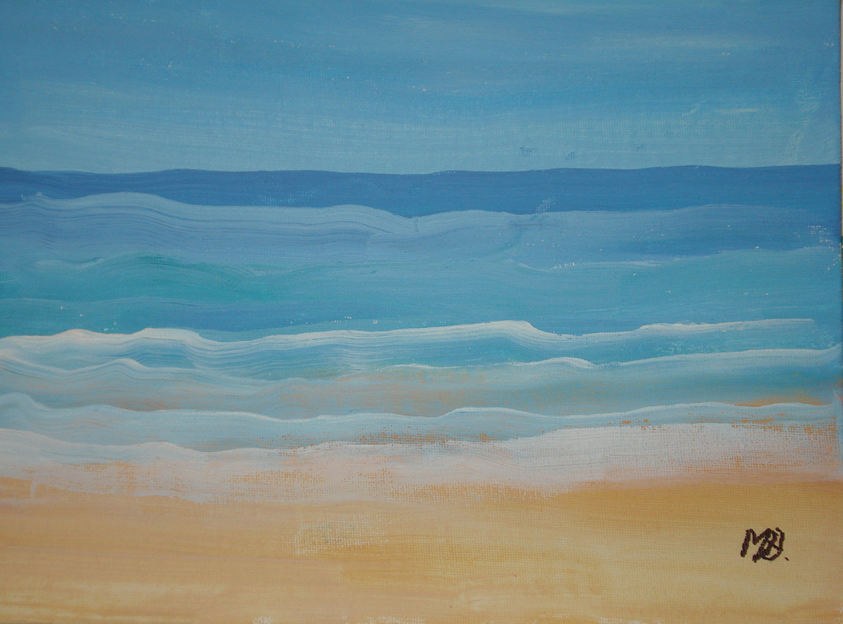 1200x888 Older Simple Beach Scene Art By Michelle Britton - Simple Beach Painting