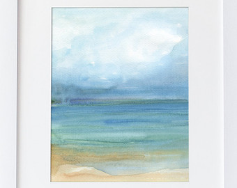 340x270 Sandy Beach Art Etsy - Simple Beach Painting