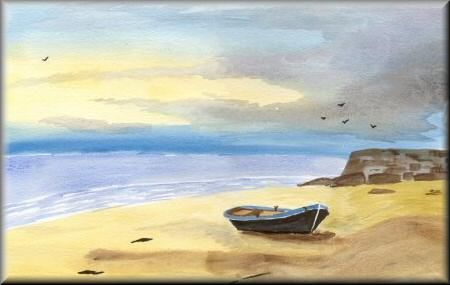 450x285 Boat On Beach - Simple Beach Painting