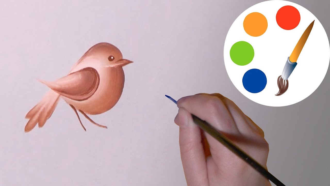 1280x720 Easy Way To Paint A Simple Bird, One Stroke For Beginners - Simple Bird Painting