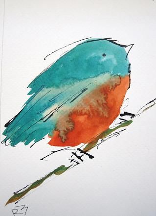 319x441 Watercolor Birds Birds - Simple Bird Painting