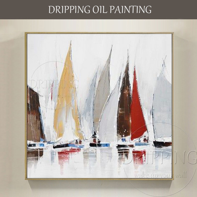 640x640 Simple Design Artist Hand Painted High Quality Abstract Boats - Simple Boat Painting