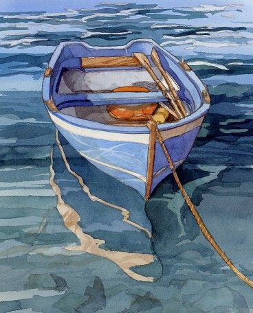 368x456 Watercolor Paintings - Simple Boat Painting