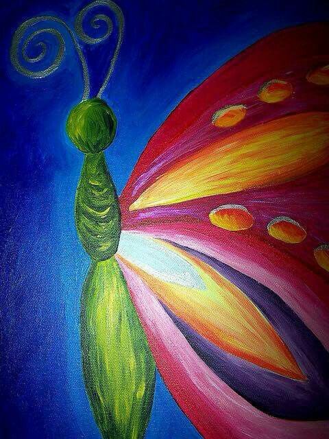 480x640 Love Paintings, Acrylic Paintings - Simple Butterfly Painting