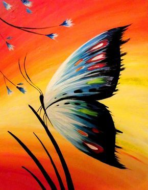 290x372 30 More Easy And Simple Canvas Painting Ideas For Beginners - Simple Butterfly Painting