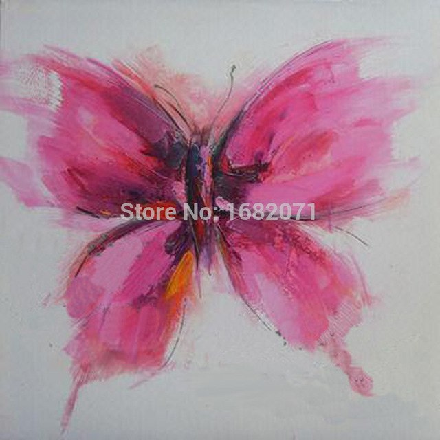 640x640 Wholesale High Quality Handmade Canvas Pink Butterfly Oil Painting - Simple Butterfly Painting