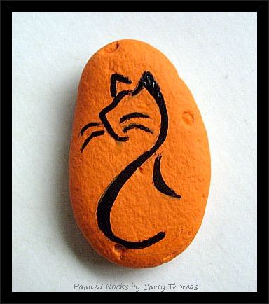 384x434 Painting Rock Amp Stone Animals, Nativity Sets Amp More 5 Rock - Simple Cat Painting