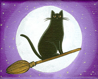 320x258 Ryan Conners' Cat Folk Art Last Halloween Paintings For 2009! - Simple Cat Painting