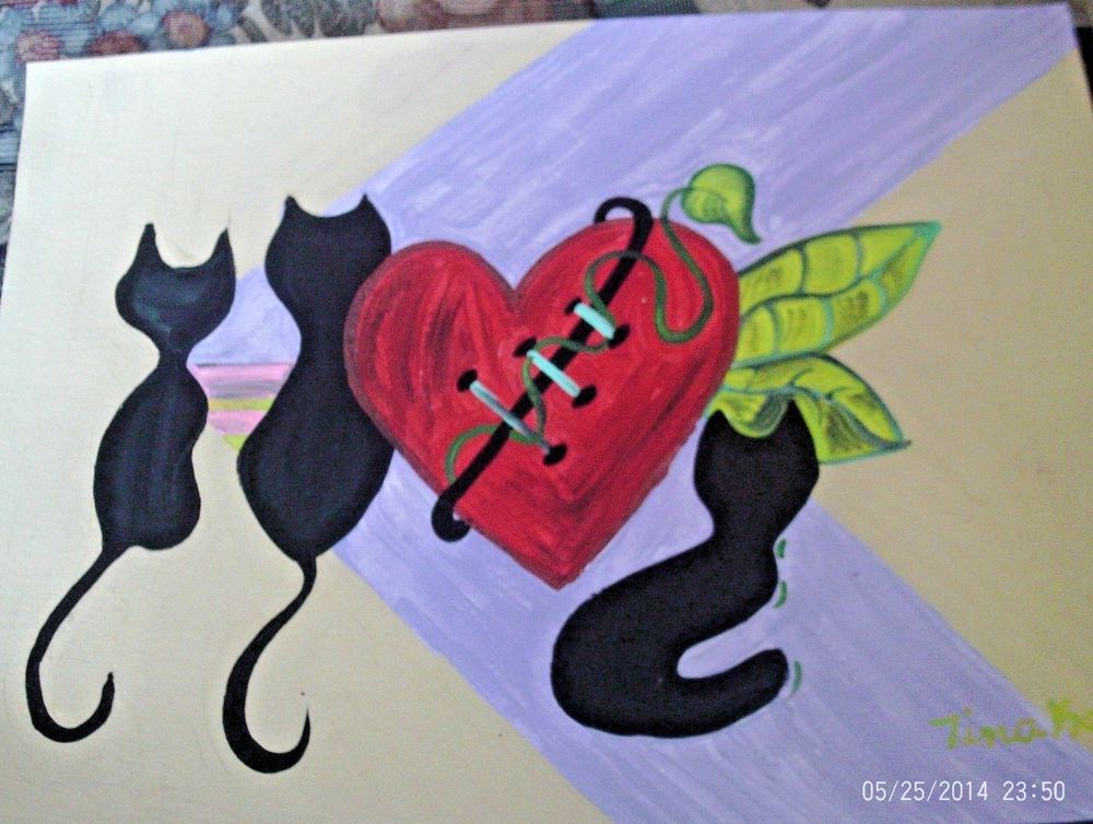 1000x754 Simple Cat Painting 9x12 Acrylic Painting On Paper - Simple Cat Painting