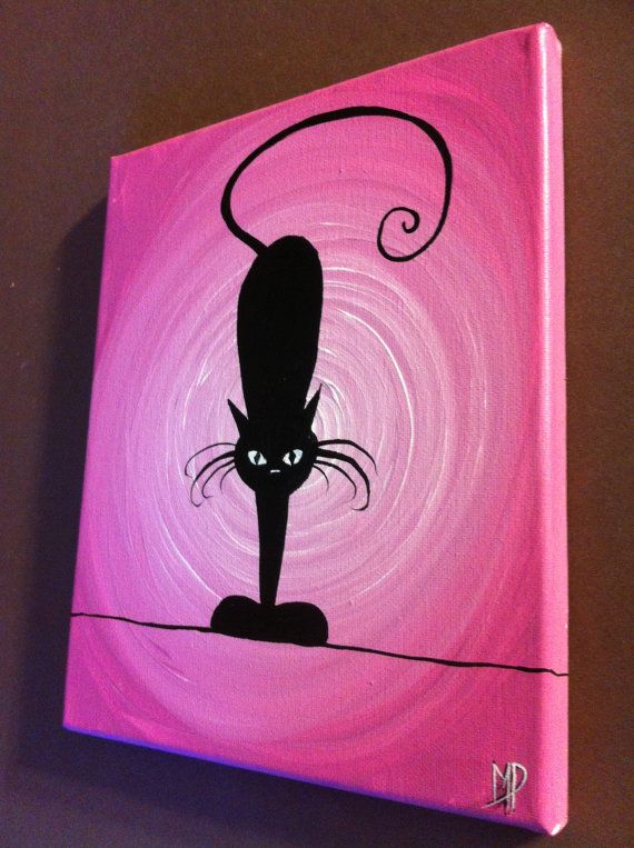 570x763 Cat Stand 10 X 8 Acrylic On Canvas Ready To By Michaelhprosper - Simple Cat Painting