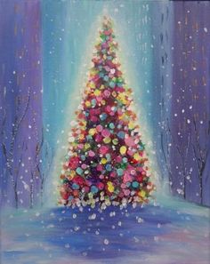 Simple Christmas Tree Painting at PaintingValley.com | Explore ...