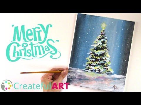 Simple Christmas Tree Painting at PaintingValley.com | Explore ...