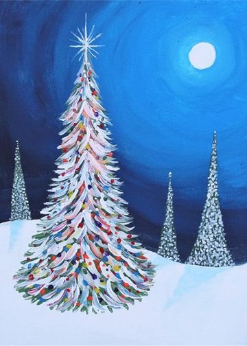 Simple Christmas Tree Painting at PaintingValley.com | Explore
