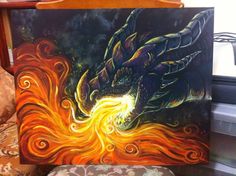236x176 Dragon Painting That I Did On Canvas With Acrylic (Pretty Proud - Simple Dragon Painting