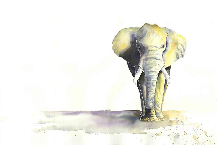 900x600 Elephant Painting By Jitka Krause - Simple Elephant Painting