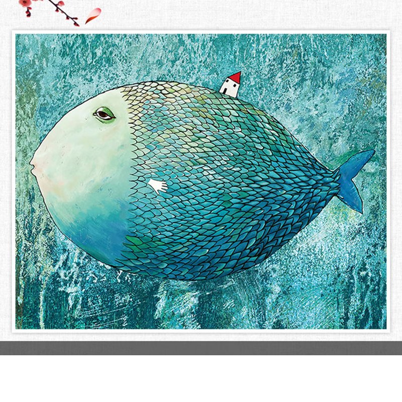 800x800 Haochu Modern Simple Fish Nordic Children's Room Decoration - Simple Fish Painting