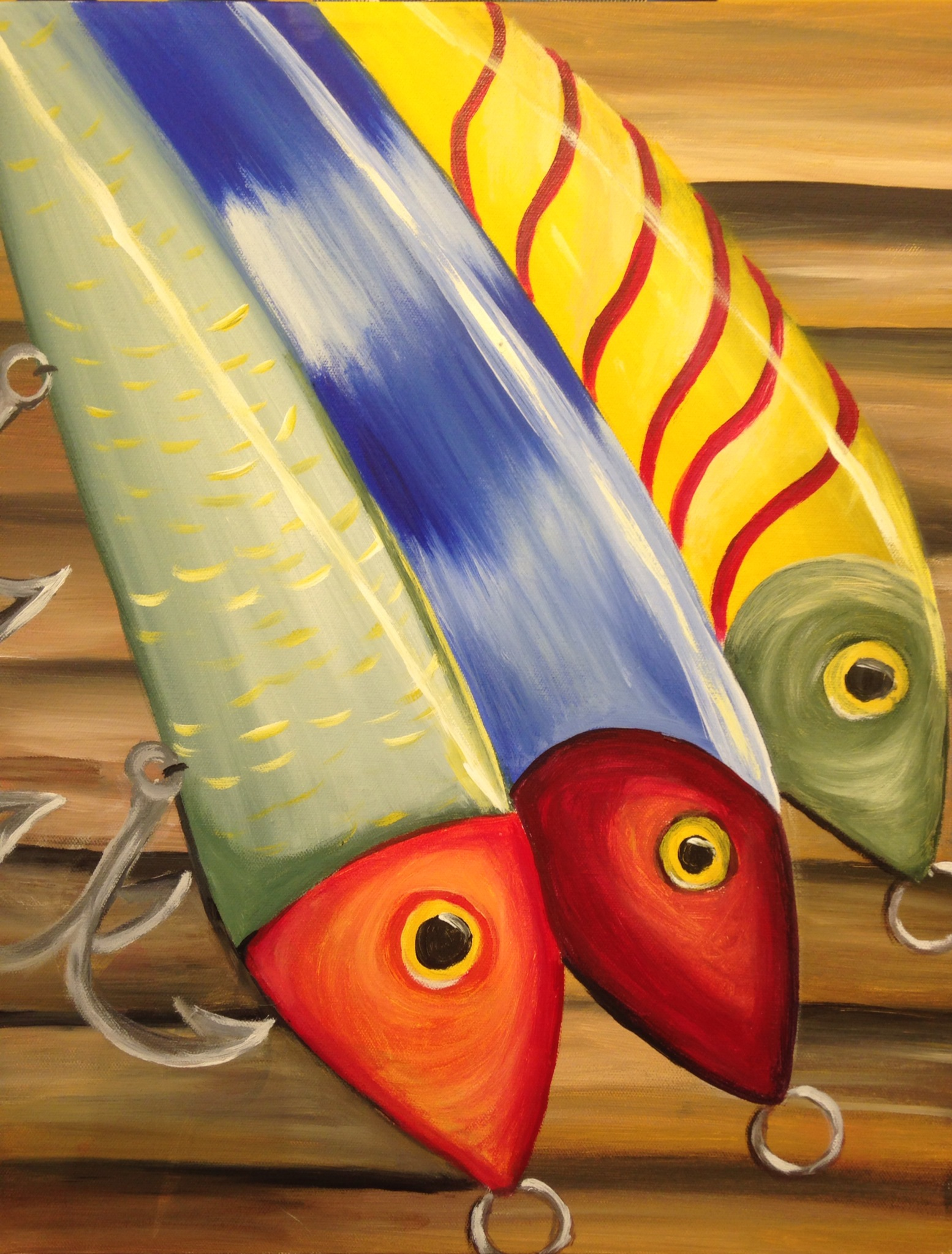 1554x2045 Hook, Line And Sinker From Pinot's Palette Acrylic Canvas - Simple Fish Painting