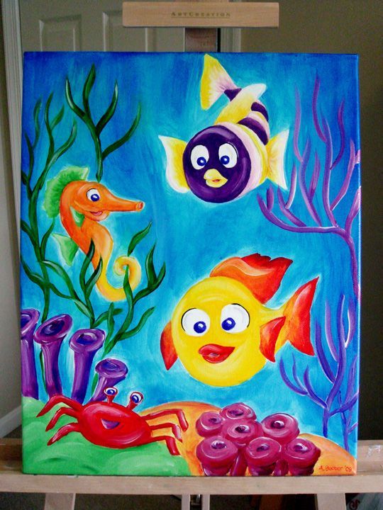 540x720 Kids Fish Canvas Paintings Ab Designs - Simple Fish Painting