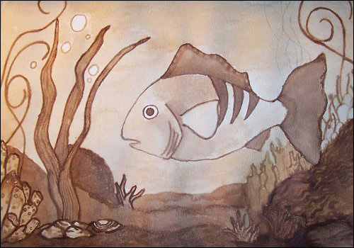 500x350 Give Your Next Painting A Caffeine Boost And Paint With Coffee! - Simple Fish Painting