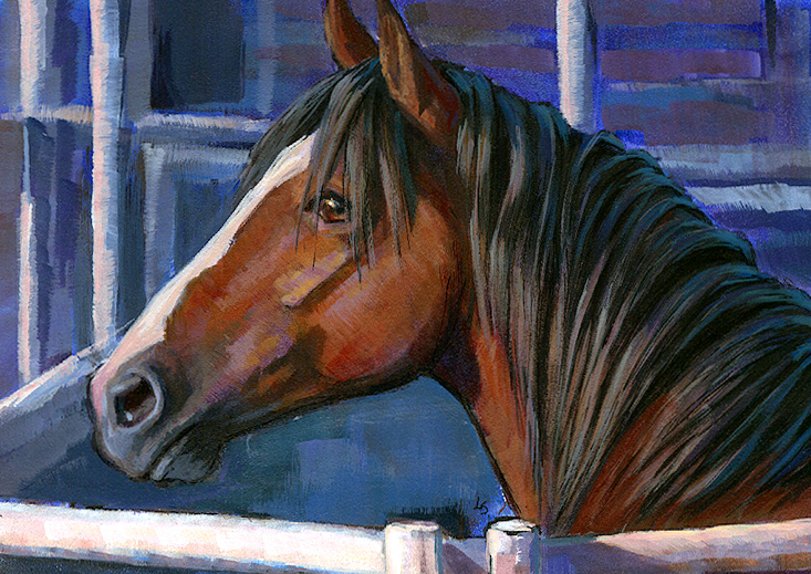 733x519 Bronc Lesley Spanos 700 Lesley Spanos Art - Simple Horse Painting