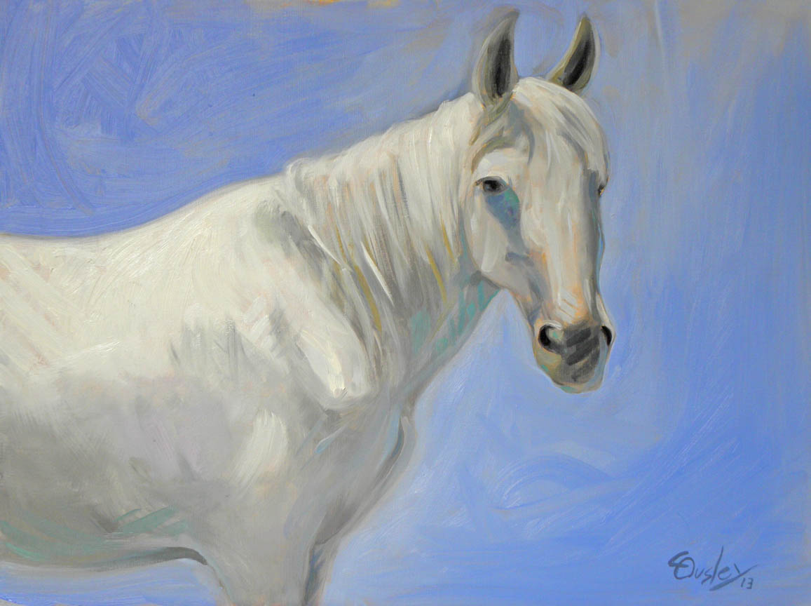 1157x864 A Painting On Some Days Pretty White Horse (Oil On Stretched - Simple Horse Painting
