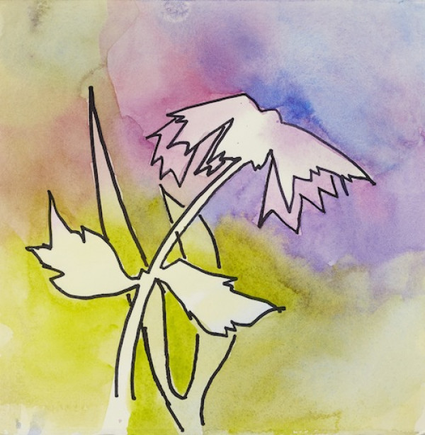 600x614 Linda Kemp's Negative Painting Techniques Watercolor Flowers - Simple Leaf Painting