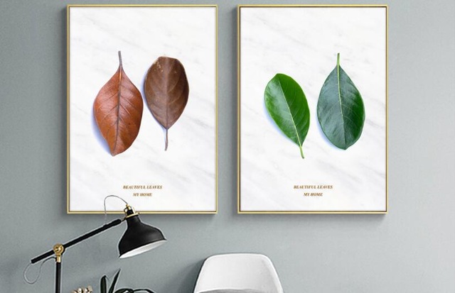 640x413 Pastoral Style 2 Panels Landscape Painting Nordic Poster Simple - Simple Leaf Painting