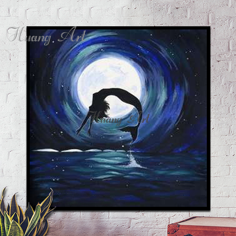 1000x1000 Hand Painted Oil Painting Moonlight Mermaid Simple Modern Living - Simple Mermaid Painting