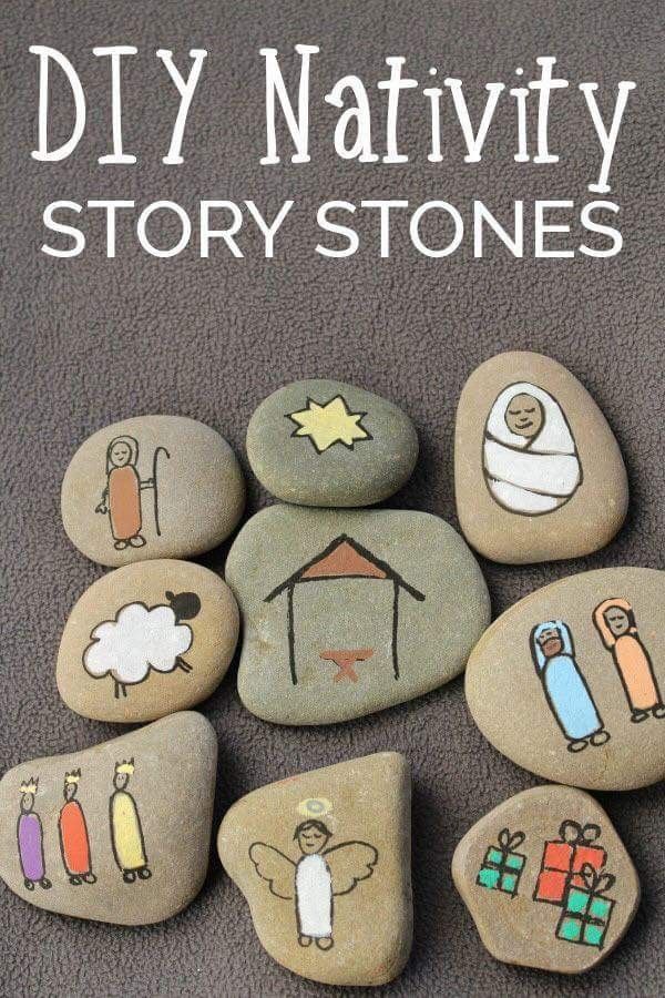 600x900 Love Painted Rocks! Very Cute For A Nativity. Christmas - Simple Nativity Painting