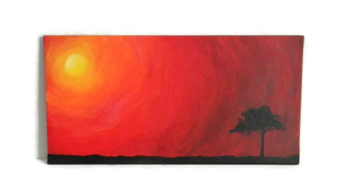 700x399 Simple Sunset Original Acrylic Painting 12x24 - Simple Painting