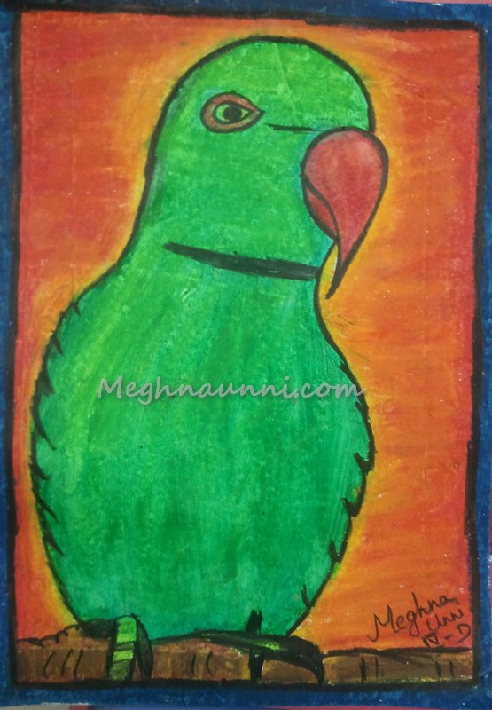 555x800 Simple Parrot Drawing - Simple Painting For Kids