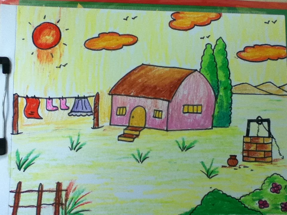 960x720 Village Drawing For Kids In Simple Steps - Simple Painting For Kids