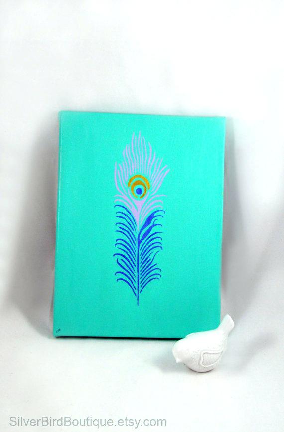 570x866 Peacock Canvas Feather Painting 5 Piece Pictures Chann - Simple Peacock Painting