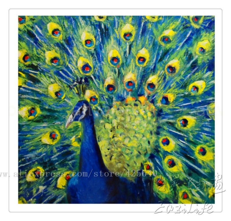 800x763 Peacock Canvas Painting Handpainted Peacock Oil Painting Canvas - Simple Peacock Painting
