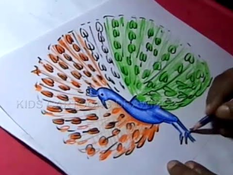 480x360 How To Draw Simple Easy Peacock Drawing For Kids Step By Step - Simple Peacock Painting
