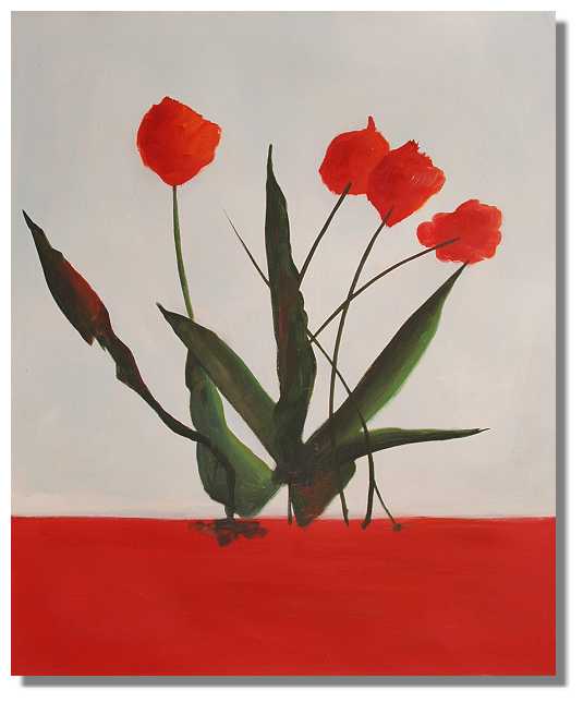 535x645 Simple Red Rose Painting On Canvas - Simple Rose Painting