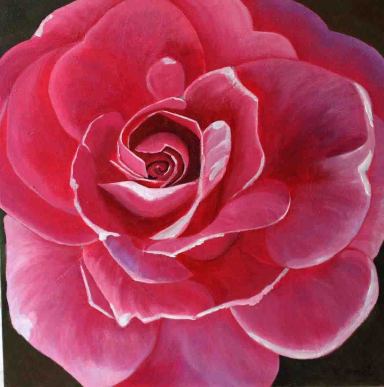 1256x1264 By Acrylic On Canvas Coming Simple Rose Flower Painting Up Roses - Simple Rose Painting