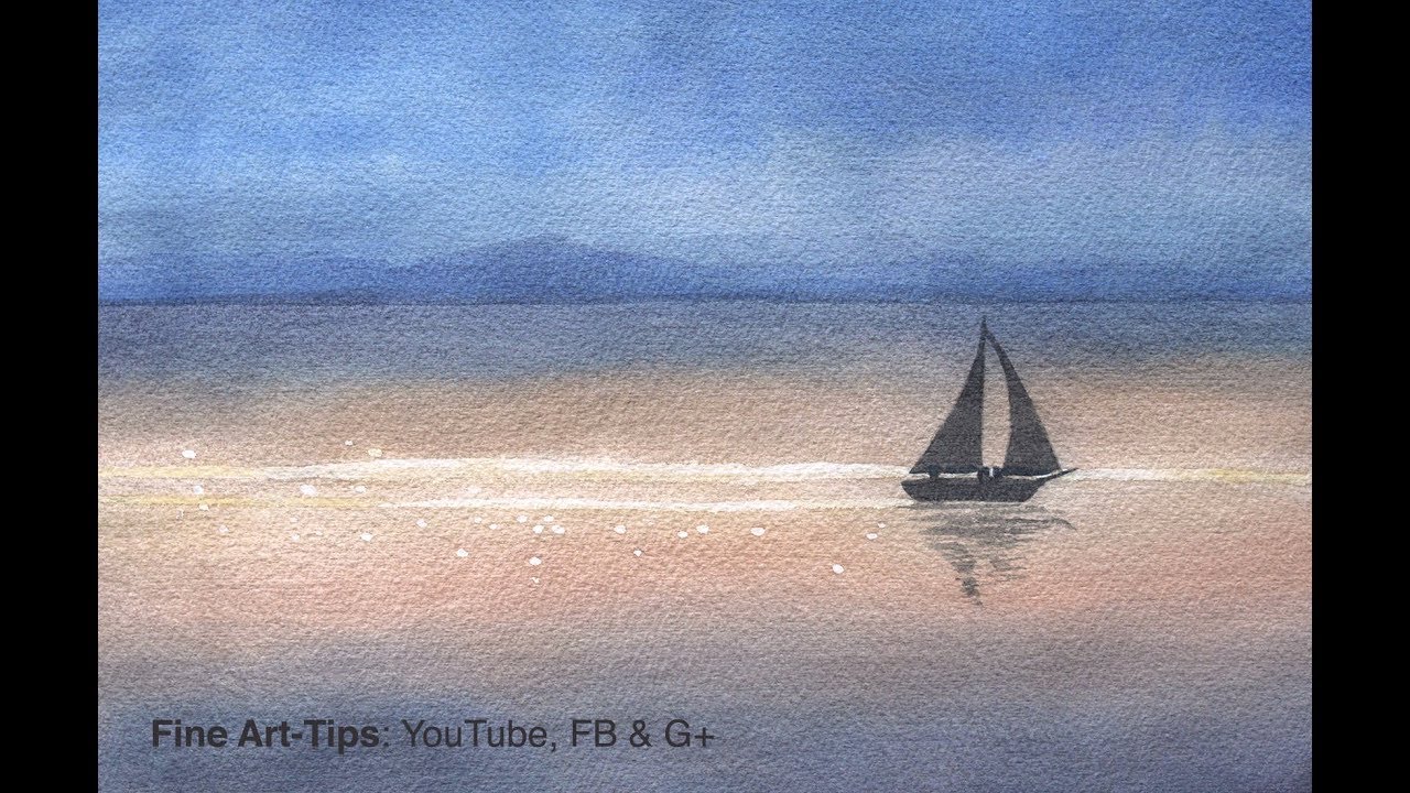 1280x720 How To Paint A Waterscape With A Sailing Boat In Watercolor (Easy - Simple Sailboat Painting