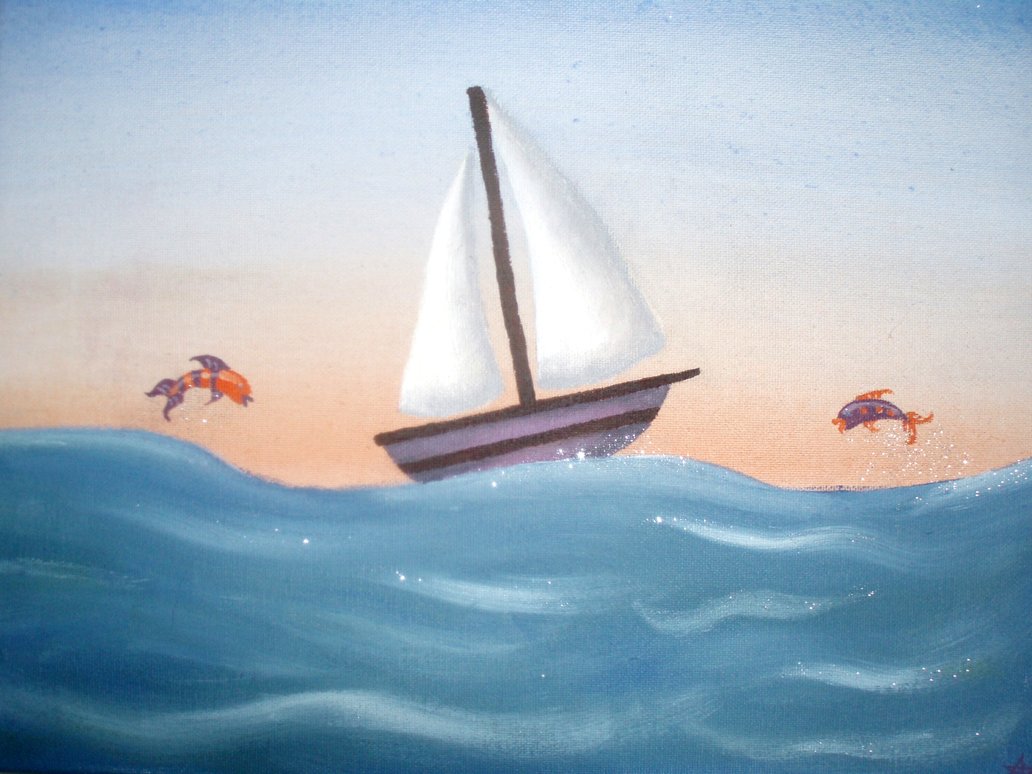 1032x774 Pretty Little Sailboat By Maimy - Simple Sailboat Painting