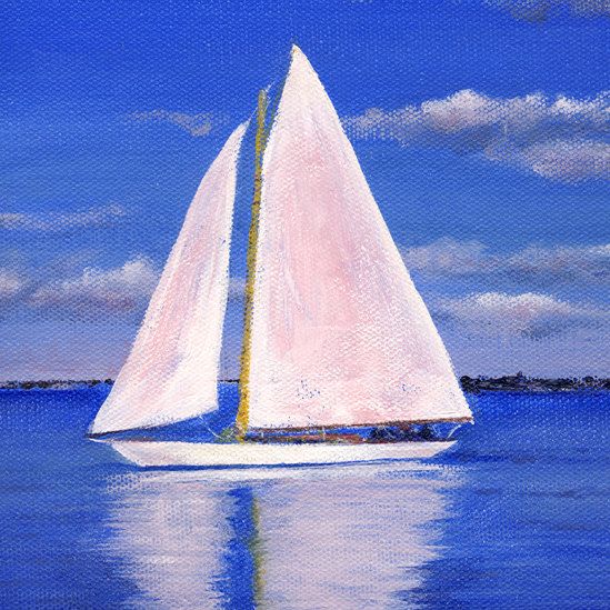 549x549 Sailboat Original Acrylic Painting, Seascape, Landscape - Simple Sailboat Painting