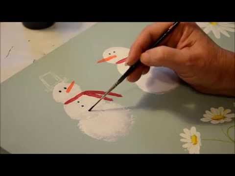 480x360 Learn How To Paint A Simple Snowman Flower Patch - Simple Snowman Painting