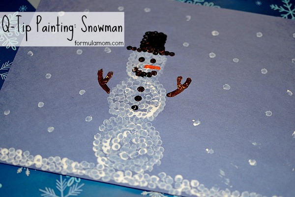 600x400 Q Tip Painting Snowman Craft The Simple Parent - Simple Snowman Painting