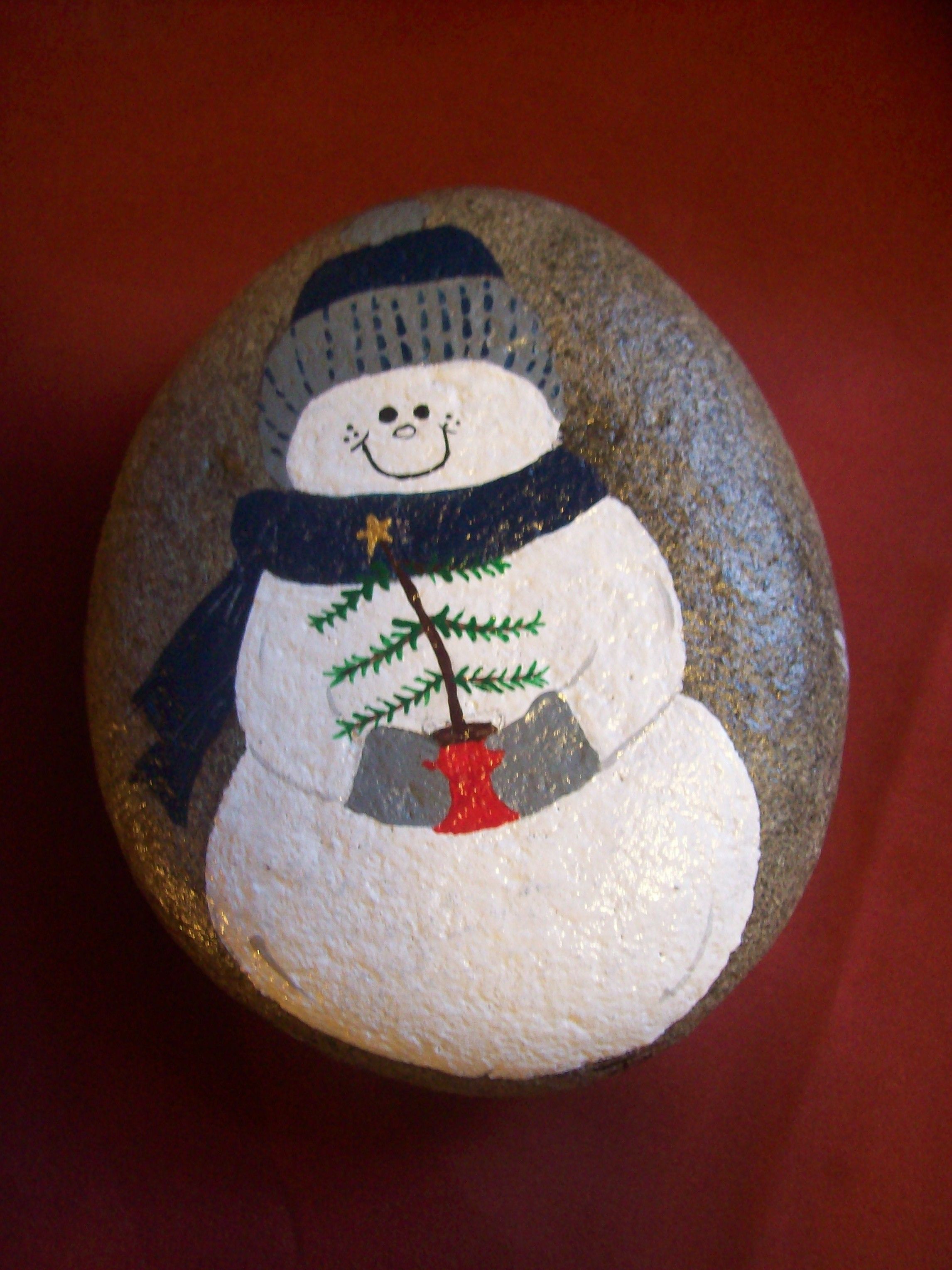 2292x3056 Simple Snowman Rock. Handpainted With Acrylic. Paint Rocks - Simple Snowman Painting