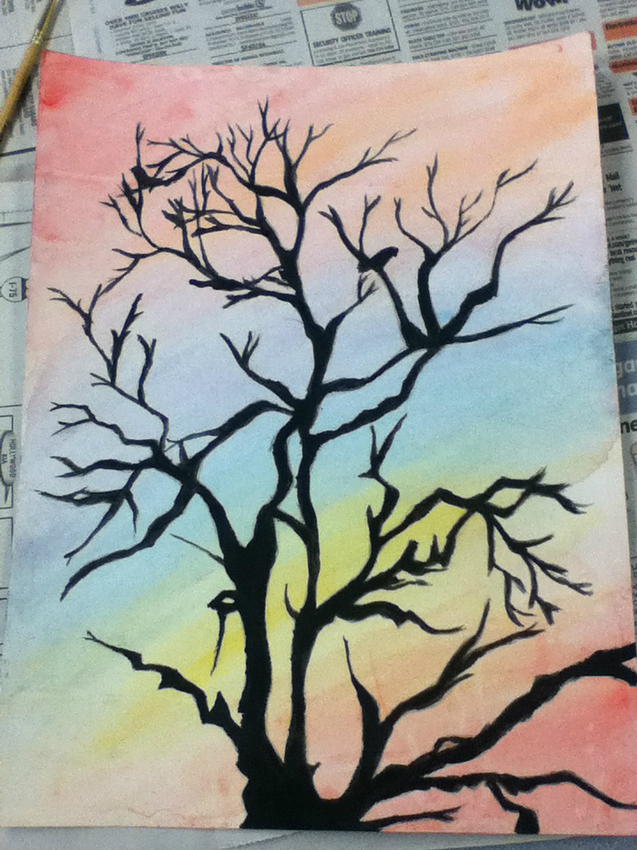719x959 Watercolor Tree Painting By Epileptic Crayons - Simple Tree Painting