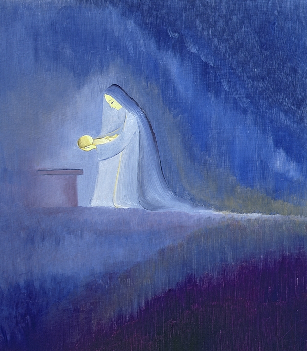 600x687 The Virgin Mary Cared For Her Child Jesus With Simplicity And Joy - Simplicity Painting