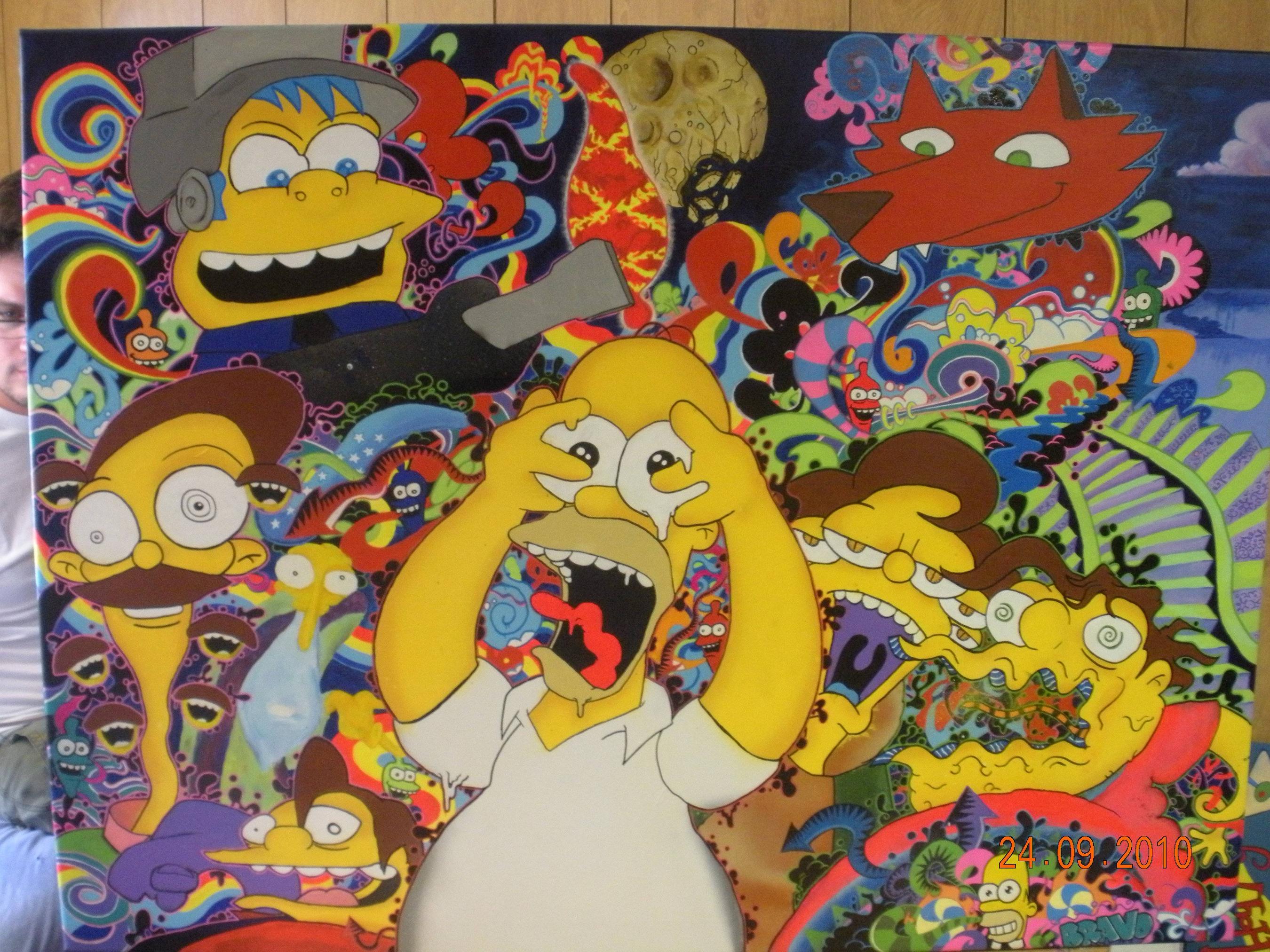 2700x2025 My Dad Got An Artist To Paint A Simpsons Mural Based - Simpsons Painting