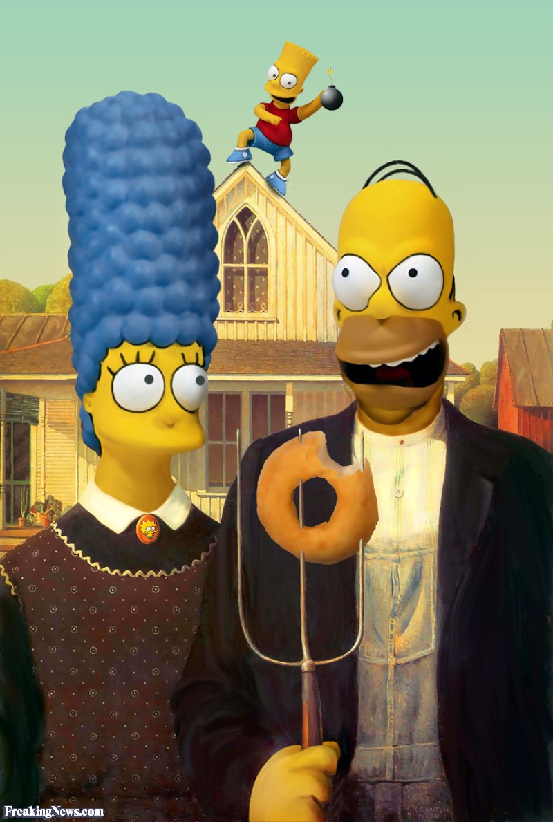 800x1189 The Simpsons In The American Gothic Painting Pictures - Simpsons Painting