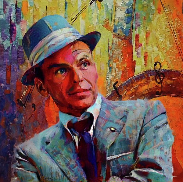 600x597 Frank Sinatra Painting Greeting Card For Sale By Francois Lyon - Sinatra Painting